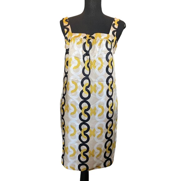 J.Crew womens silk shift dress chain print square neckline sleeveless side zip - Picture 1 of 9